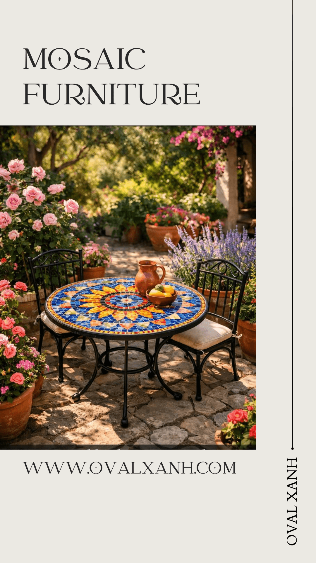 🌿 BÀN GHẾ MOSAIC – VẺ ĐẸP NGHỆ THUẬT CHO MỌI KHÔNG GIAN 🌿