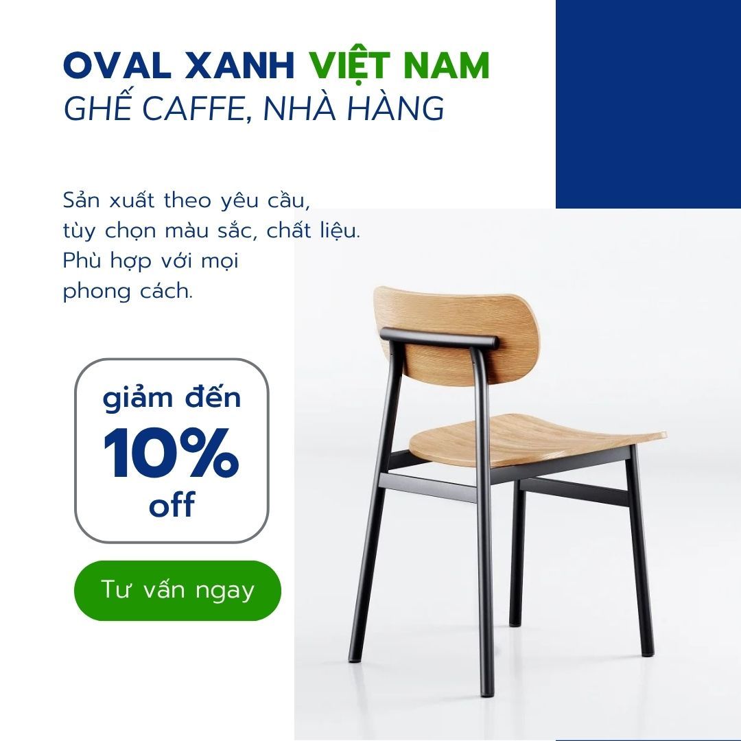 🔥 ĐƠN TRỰC TIẾP TẠI XƯỞNG - BÁO GIÁ GHẾ CAFE, NHÀ HÀNG DỰ ÁN CỰC SỐC 🔥 
✅ CAM KẾT GIÁ XƯỞNG TỐT NHẤT THỊ TRƯỜNG: Nhận INBOX BÁO GIÁ liền tay cho các dòng ghế khung sắt, gỗ, bọc nệm modern. 
✅ CHIẾT KHẤU CAO ĐẾN 10% OFF: Áp dụng cho các đơn hàng mua bán công trình, dự án và số lượng lớn, đảm bảo tối ưu chi phí. 
✅ CHẤT LƯỢNG GIA CÔNG CHUYÊN NGHIỆP: Kết cấu chắc chắn, chịu lực cao, hàng CHỐT ĐƠN đúng tiến độ. 
========================== 
🎯 207C, Nguyễn Xí, Phường Bình Thạnh, Hồ Chí Minh 
📞 Điện thoại: 0938 146 086 (Hiếu) (CALL/ZALO) 
📩 : Contact@ovalxanh.com hoặc ovalxanh@gmail.com 
🌐 website: ovalxanh.com và sanxuatbanghecafe.com 
#OvalXanh #NoiThatCafe #BanGheNhaHang #DecorQuanCafe #InteriorDesign