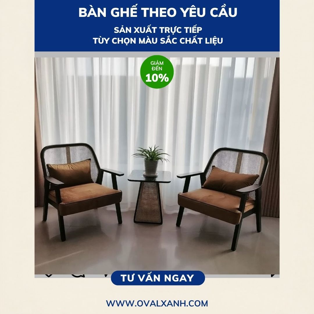 OVAL XANH — SOFA ĐƠN & BÀN GHẾ CAFE THEO YÊU CẦU GIẢM 10%
