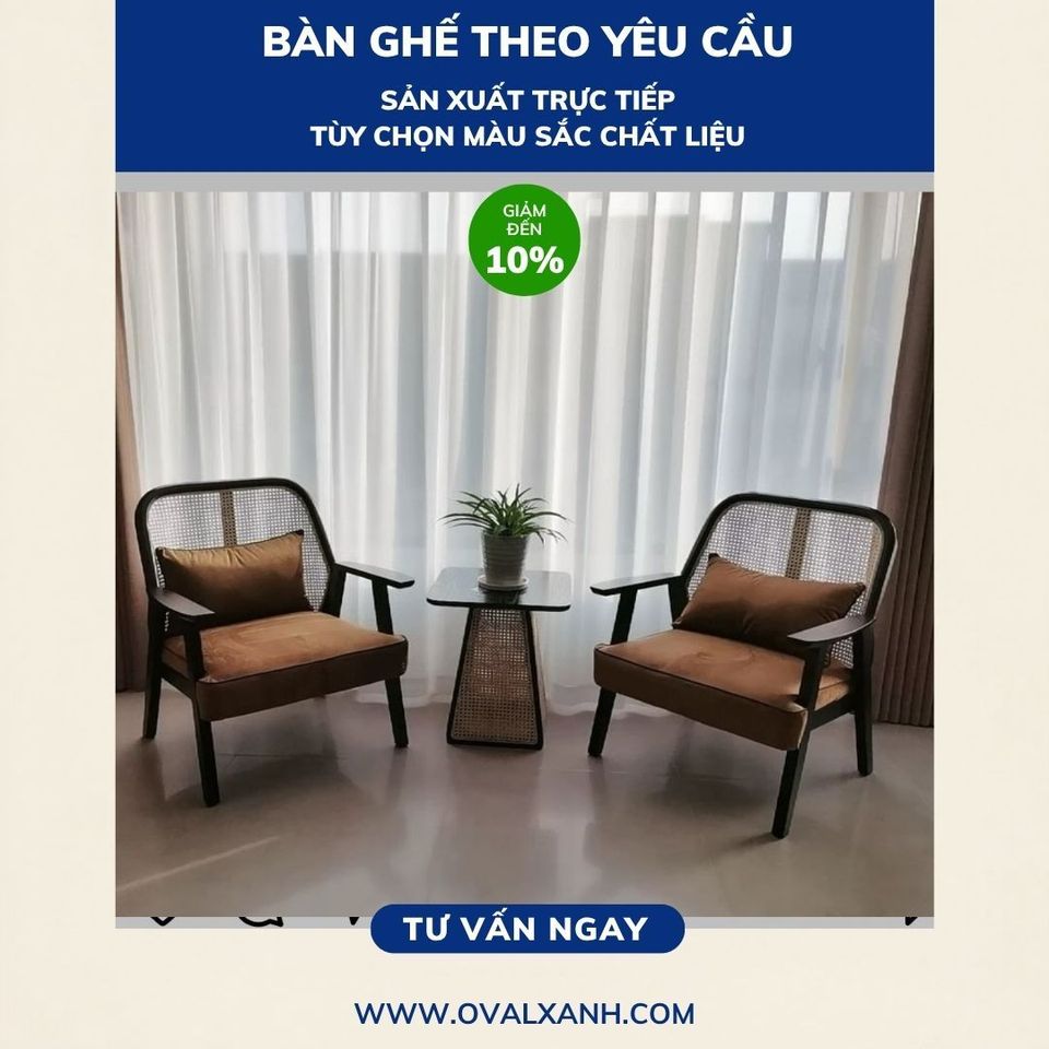 OVAL XANH — SOFA ĐƠN & BÀN GHẾ CAFE THEO YÊU CẦU GIẢM 10%