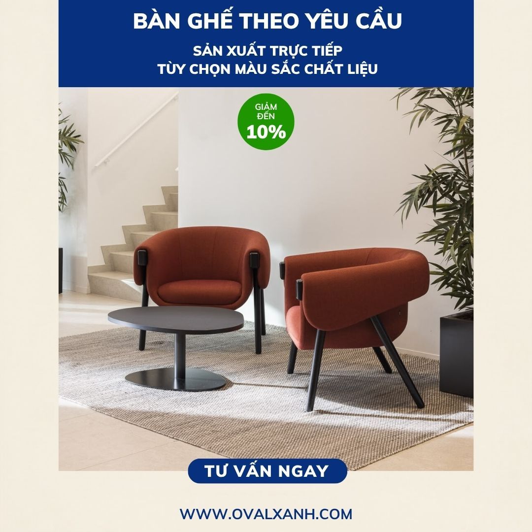 OVAL XANH — SOFA ĐƠN & BÀN GHẾ CAFE THEO YÊU CẦU GIẢM 10%