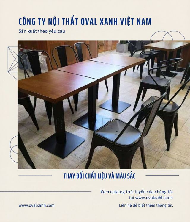 ✨ Kiến tạo không gian ẩm thực & cafe chuẩn phong cách dự án
✅ Báo giá giá xưởng: Cung cấp báo giá trực tiếp tận xưởng sản xuất, tối ưu chi phí, không qua mua bán trung gian.
✅ Chiết khấu chốt đơn: Giảm giá 10% off cho đơn hàng dự án, áp dụng chính sách sỉ/lẻ và hỗ trợ chốt đơn nhanh chóng.
✅ Gia công theo bản vẽ: Tùy chỉnh hệ bàn mặt gỗ khung sắt hộp, ghế Tolix/kim loại ngoài trời và quầy bar theo thiết kế.
================================
🎯 207C, Nguyễn Xí, Phường Bình Thạnh, Hồ Chí Minh
📞 Điện thoại: 0903 997496 (Ovalxanh K) (CALL/ZALO)
📩 : contact@ovalxanh.com hoặc ovalxanh@gmail.com
🌐 Website: ovalxanh.com và sanxuatbanghecafe.com
#OvalXanh #Inox #BanGheCafe #DecorQuanCafe #BanGheNhaHang