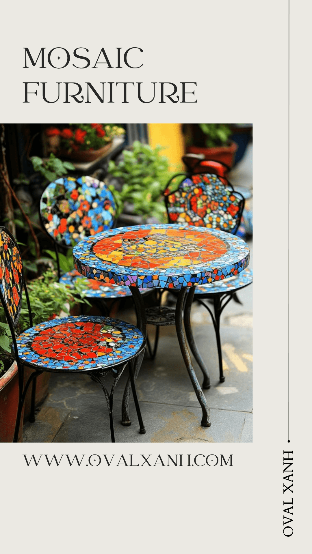 🌿 BÀN GHẾ MOSAIC – VẺ ĐẸP NGHỆ THUẬT CHO MỌI KHÔNG GIAN 🌿