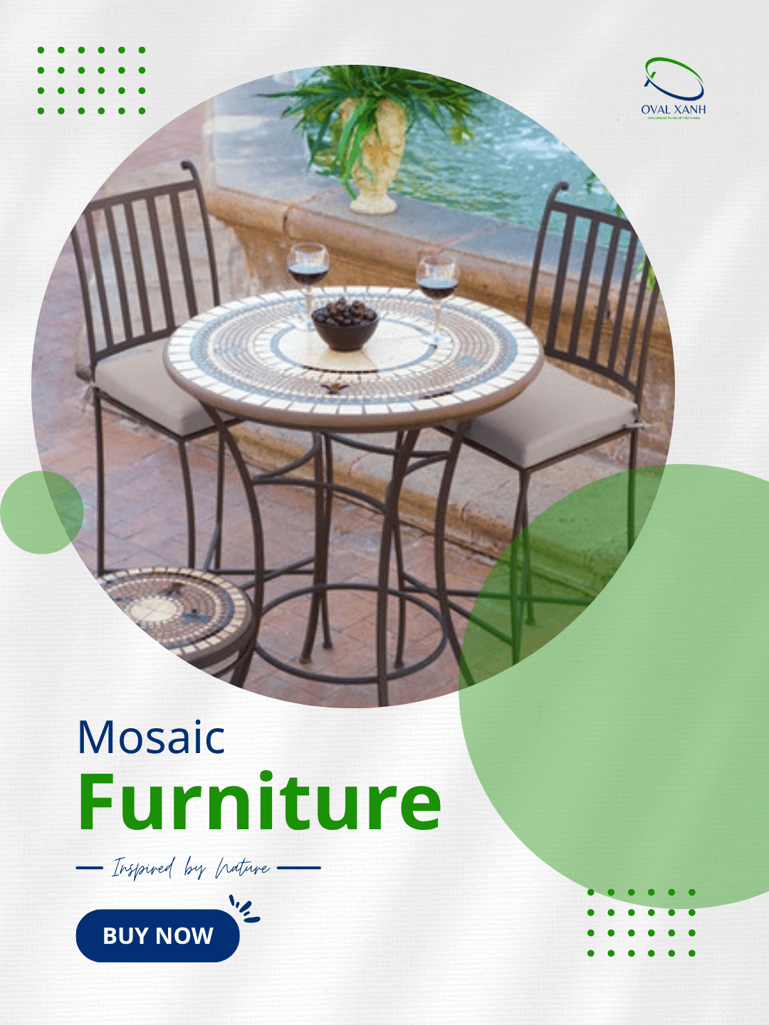 ✨ BÀN GHẾ MOSAIC – NGHỆ THUẬT TỪ NHỮNG MẢNH GHÉP THỦ CÔNG ✨