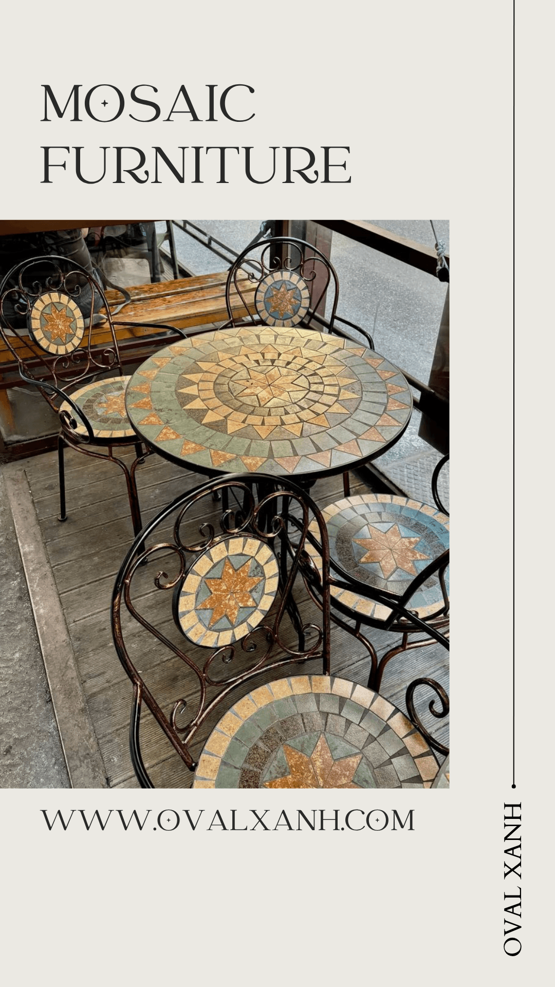 🌿 BÀN GHẾ MOSAIC – VẺ ĐẸP NGHỆ THUẬT CHO MỌI KHÔNG GIAN 🌿