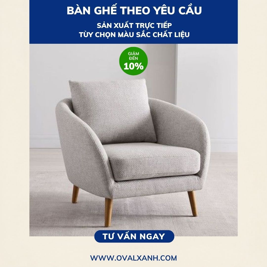 OVAL XANH — SOFA ĐƠN & BÀN GHẾ CAFE THEO YÊU CẦU GIẢM 10%