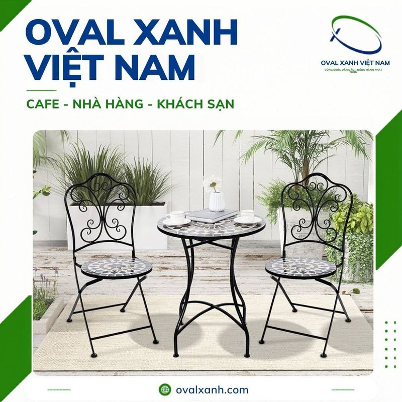 BÀN GHẾ SẮT MOSAIC – CHUYÊN DỤNG CHO NGOÀI TRỜI ☀️🌿