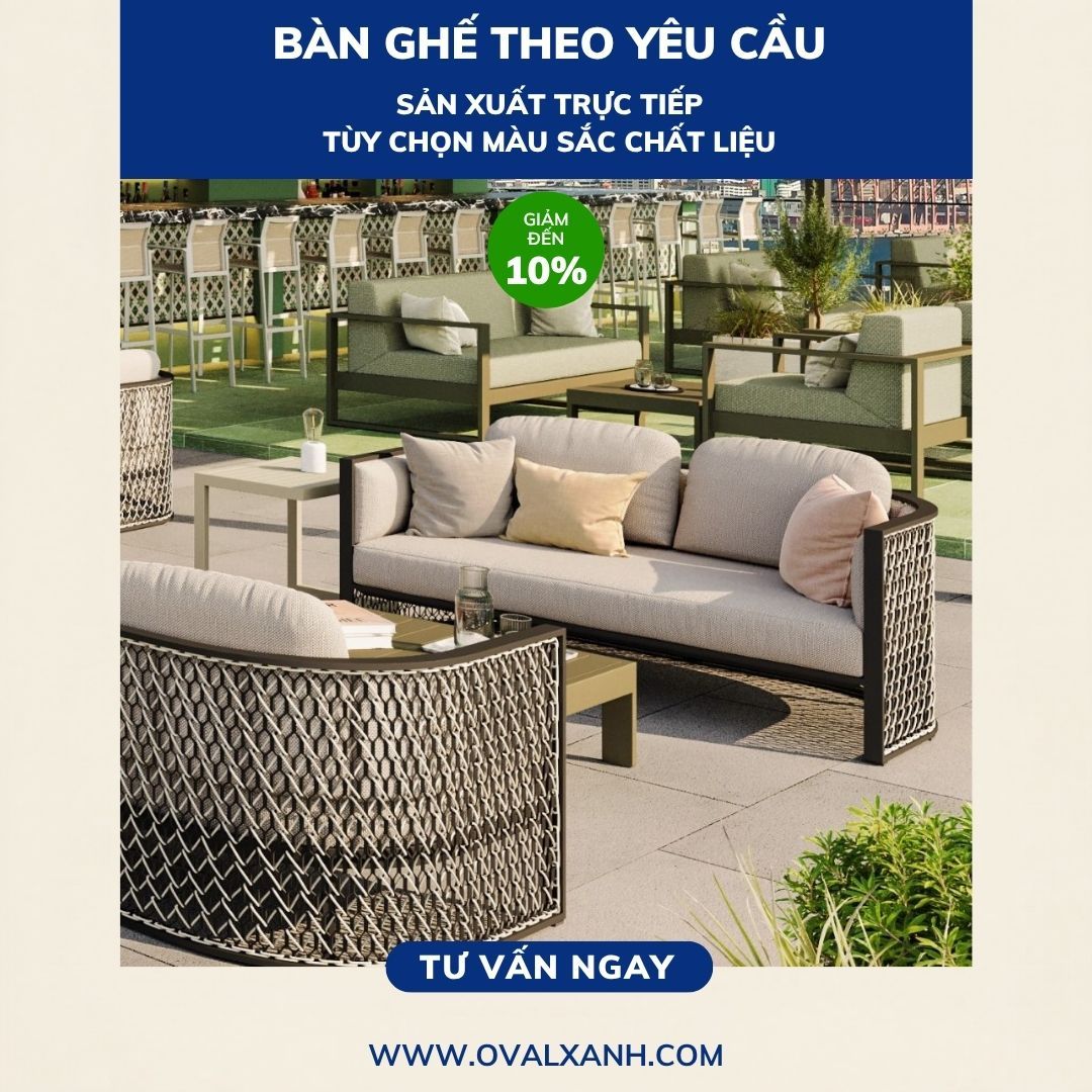 🍹GHẾ BAR & SOFA ĐAN DÂY OUTDOOR | BÁO GIÁ GIẢM ĐẾN 10% TẠI XƯỞNG OVAL XANH
