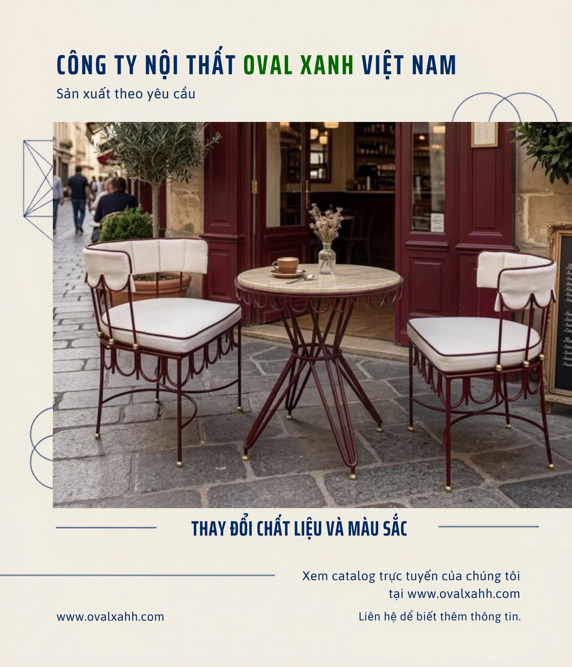 XƯỞNG OVAL XANH — BÀN GHẾ CAFE SÂN VƯỜN & OUTDOOR

✅ CUNG CẤP VÀ MUA BÁN GIÁ XƯỞNG: Chuyên sản xuất, gia công các bộ bàn ghế sắt lá, ghế đan dây dù, mây nhựa ngoài trời cho quán cafe, nhà hàng, bistro với báo giá bán gốc rẻ nhất thị trường.
✅ CHIẾT KHẤU GIẢM GIÁ CAO: Đơn hàng mua bán số lượng lớn, hợp đồng công trình chốt đơn ngay hôm nay nhận siêu chiết khấu và báo giá cạnh tranh trực tiếp.
✅ SẢN XUẤT GIA CÔNG THEO BẢN VẼ: Tùy chọn chất liệu, màu sơn tĩnh điện khung kim loại, màu dây đan để chốt đơn chuẩn thiết kế.
==========================
🎯 207C, Nguyễn Xí, Phường Bình Thạnh, Hồ Chí Minh
📞 Điện thoại: 0938 146 086 (Hiếu) (CALL/ZALO)
📩 : Contact@ovalxanh.com hoặc ovalxanh@gmail.com
🌐 website: ovalxanh.com và sanxuatbanghecafe.com
#OvalXanh #NoiThatCafe #BanGheNhaHang #DecorQuanCafe #InteriorDesign