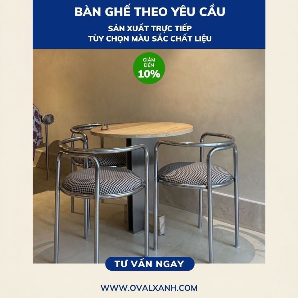 ✨ Sự kết hợp hoàn hảo giữa nét hiện đại và tối ưu không gian
✅ Báo giá giá xưởng: Cung cấp báo giá trực tiếp tận xưởng sản xuất, tối ưu chi phí, không qua mua bán trung gian.   
✅ Chiết khấu chốt đơn: Giảm giá 10% off cho đơn hàng dự án, áp dụng chính sách sỉ/lẻ và hỗ trợ chốt đơn nhanh chóng.   
✅ Gia công theo bản vẽ: Tùy chỉnh chất liệu da bọc ghế, tông màu đệm sofa góc và độ mạ bóng inox chân bàn chuẩn theo thiết kế
Kiến tạo chiều sâu nghệ thuật cho không gian thương mại
✅ Báo giá giá xưởng: Cung cấp báo giá trực tiếp tận xưởng sản xuất, tối ưu chi phí, không qua mua bán trung gian.
✅ Chiết khấu chốt đơn: Giảm giá 10% off cho đơn hàng dự án, áp dụng chính sách sỉ/lẻ và hỗ trợ chốt đơn nhanh chóng.
✅ Gia công theo bản vẽ: Tùy chỉnh chất liệu da bọc tự nhiên, màu ghế ăn, hệ băng ghế đệm xanh và kích thước bàn gỗ chuẩn theo thiết kế.
================================
🎯 207C, Nguyễn Xí, Phường Bình Thạnh, Hồ Chí Minh
📞 Điện thoại: 0903 997496 (Ovalxanh K) (CALL/ZALO)
📩 : contact@ovalxanh.com hoặc ovalxanh@gmail.com
🌐 Website: ovalxanh.com và sanxuatbanghecafe.com
#OvalXanh #Inox #BanGheCafe #DecorQuanCafe #BanGheNhaHang