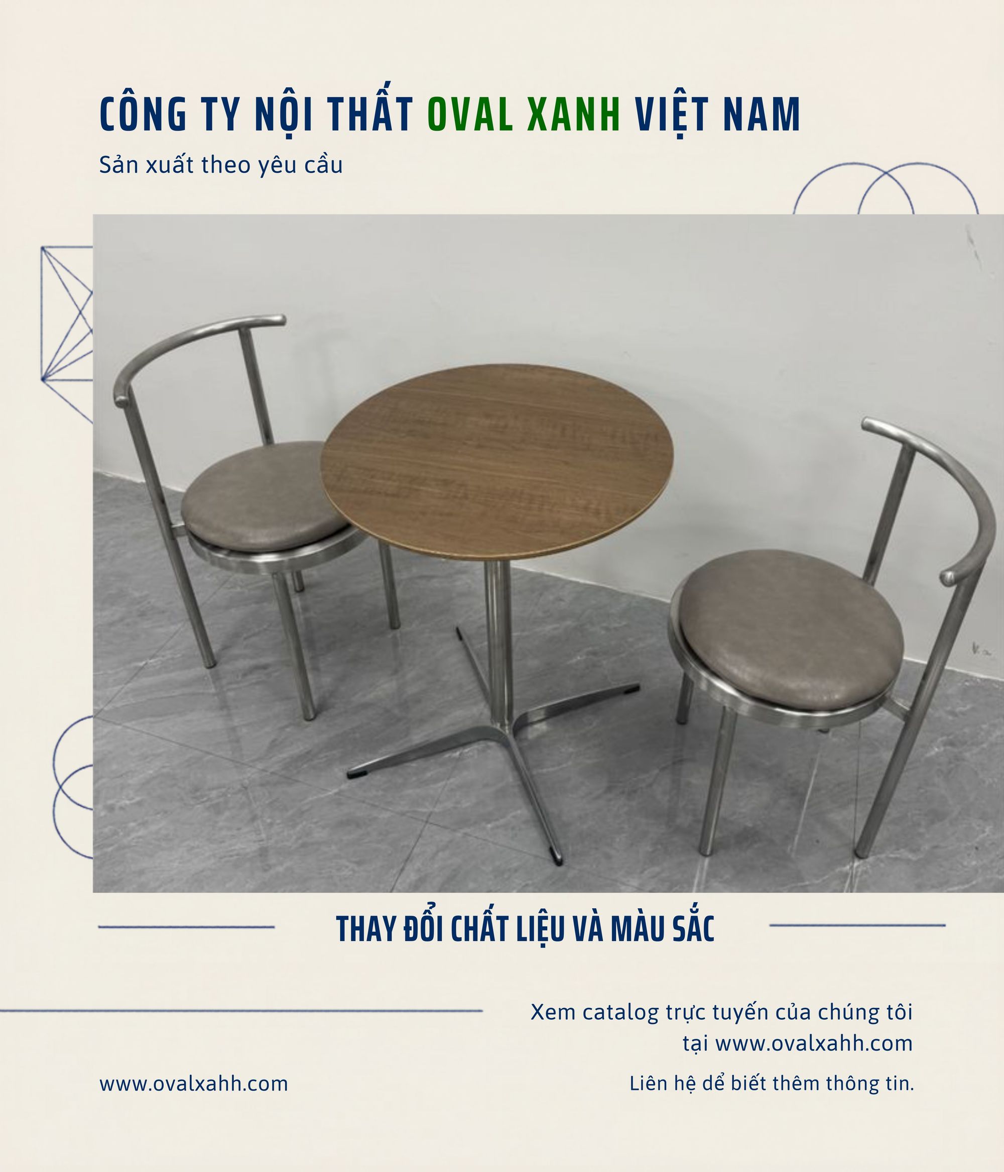 💥 BÁO GIÁ XƯỞNG OVAL XANH — BÀN GHẾ KIM LOẠI CAFE CHIẾT KHẤU CAO!