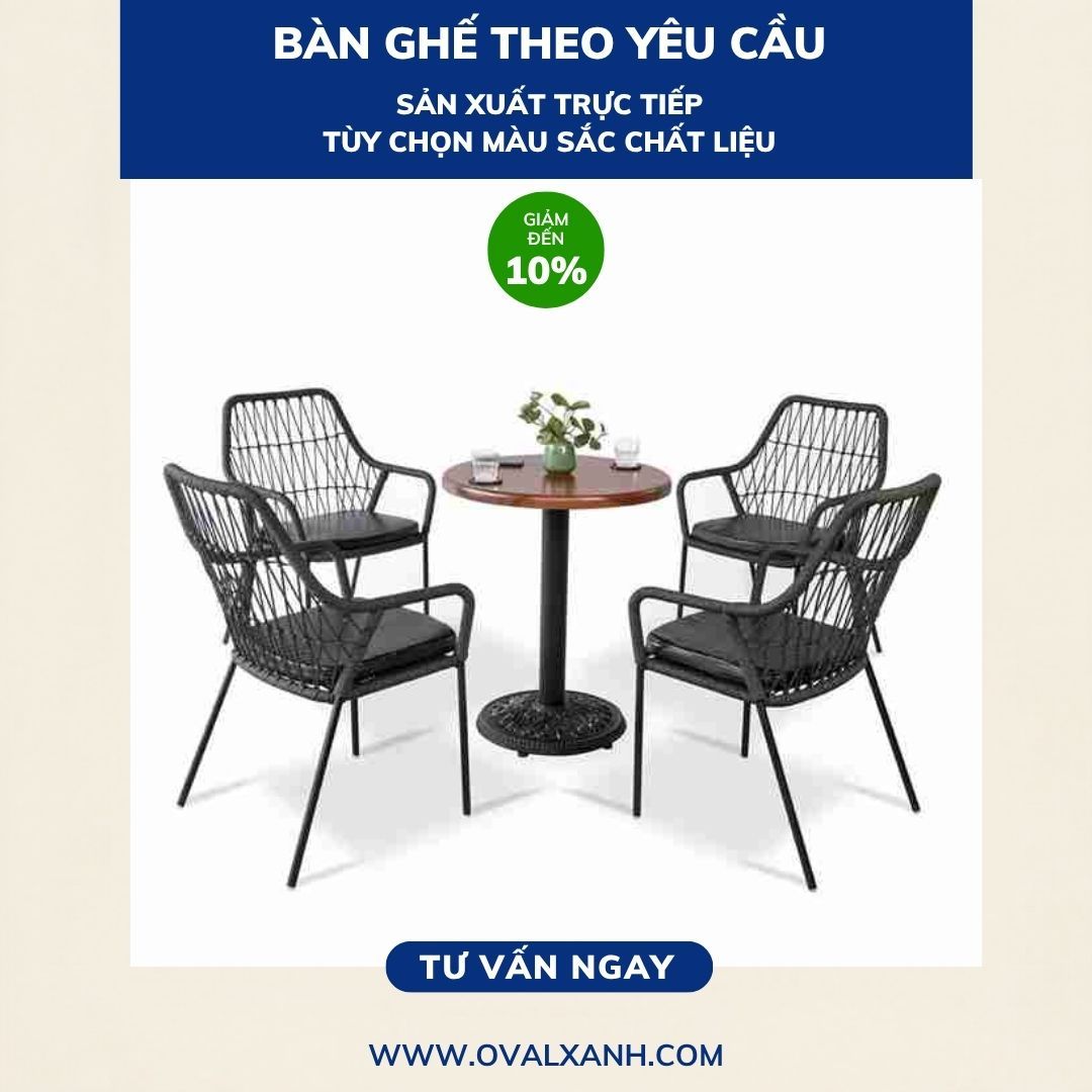 Điểm nhấn thanh lịch cho không gian outdoor & quầy bar ngoài trời

✅ Báo giá giá xưởng gốc: Báo giá giá gốc trực tiếp tận xưởng sản xuất, không qua trung gian buôn bán để tối ưu chi phí.
✅ Chiết khấu giảm giá ưu đãi: Mua bán giá sỉ cực tốt, chiết khấu sâu 10% off cho đơn hàng dự án và chốt đơn công trình.
✅ Gia công theo bản vẽ: Tùy chọn kiểu đan mây nhựa, chiều cao ghế bar và màu sơn khung sắt để chốt đơn đúng thiết kế.
================================
🎯 207C, Nguyễn Xí, Phường Bình Thạnh, Hồ Chí Minh
📞 Điện thoại: 0939 546 469 (Trang) (CALL/ZALO)
📩 : contact@ovalxanh.com hoặc ovalxanh@gmail.com
🌐 Website: ovalxanh.com và sanxuatbanghecafe.com
#OvalXanh #Inox #BanGheCafe #DecorQuanCafe #BanGheNhaHang