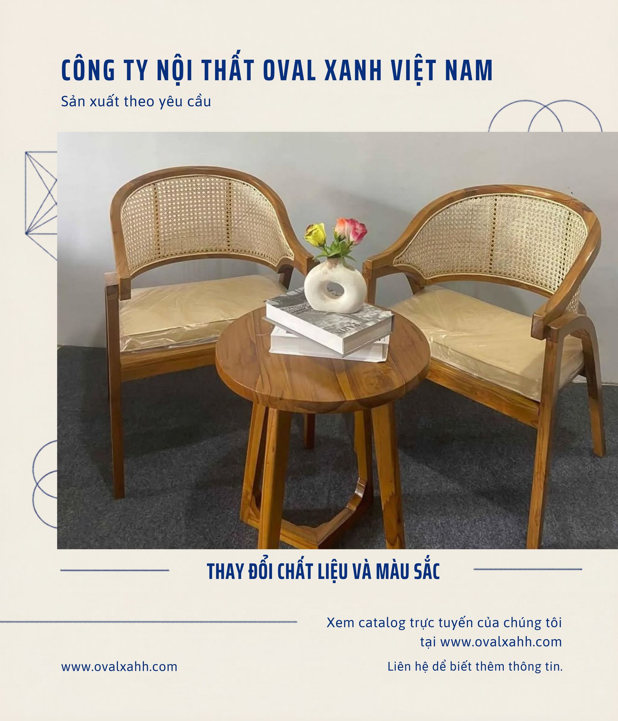 🌾 BÀN GHẾ GỖ & MÂY TINH TẾ | OVAL XANH