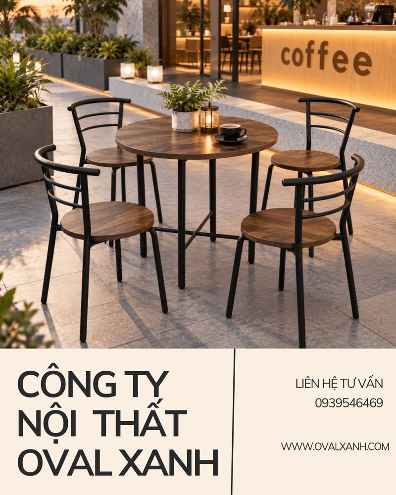 🌿 BÀN GHẾ GỖ OVAL XANH – ẤM ÁP CHO MỌI KHÔNG GIAN